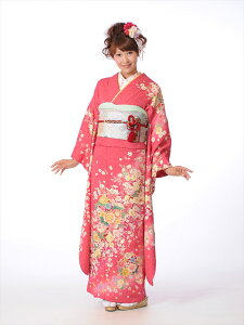 【レンタル】 振袖 レンタル フルセット (2月-12月上旬) 8AC152 結納 卒業式 結婚式 貸衣装 振袖レンタル 着物レンタル ピンク地 牡丹・桜 155cm-170cm位まで 足袋プレゼント 往復送料無料ネット予約
