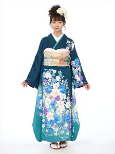 振袖 レンタル 振袖レンタル 着物レンタル レンタル着物 結納 卒業式 結婚式 グリーン地 百合 薔薇 153cm-168cm位まで 2月-12月上旬 足袋プレゼント 8AC157 振り袖 レンタルネット予約