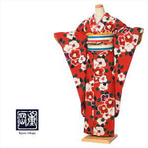 【レンタル】限定 振袖 レンタル 京都岡重 オリジナル 振袖レンタルフルセット 成人式レンタル 成人式 1月 貸衣装 振袖レンタル 着物レンタル アンティーク 小紋調 赤地 椿 150cm-168cm位まで 足袋プレゼント 往復送料無料 8SACB-12通販