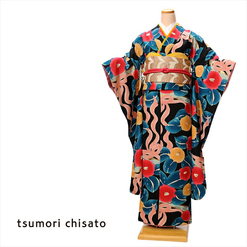 【レンタル】振袖 レンタル tsumori chisato ツモリチサト 振袖レンタルフルセット 成人式レンタル 成人式 1月 貸衣装 振袖レンタル 着物レンタル レンタル着物 個性派 椿 リボン ブラック 8SACB-45 150cm〜168cm位まで 足袋プレゼント 往復送料無料