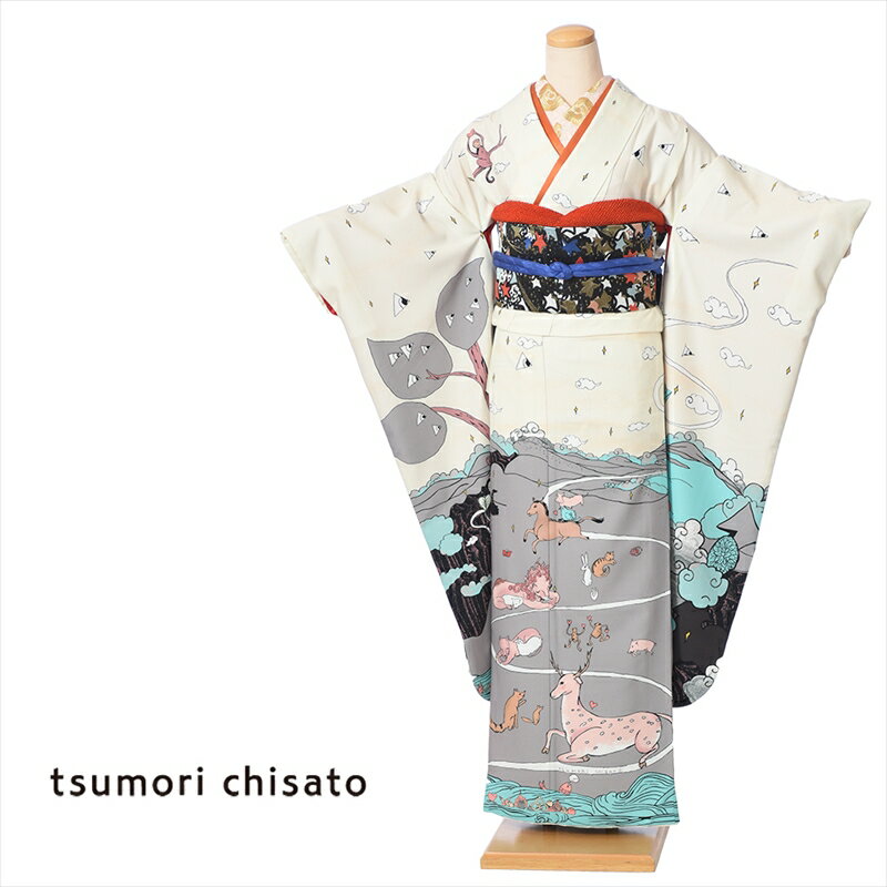 tsumori chisato ツモリチサト 振袖 レンタル 着物レンタル レンタル着物 振袖レンタルフルセット8SACB-106 成人式レンタル 成人式 1月 貸衣装 振袖レンタル ユートピア オフホワイト 150cm〜168cm位まで 足袋プレゼント 振り袖 レンタル