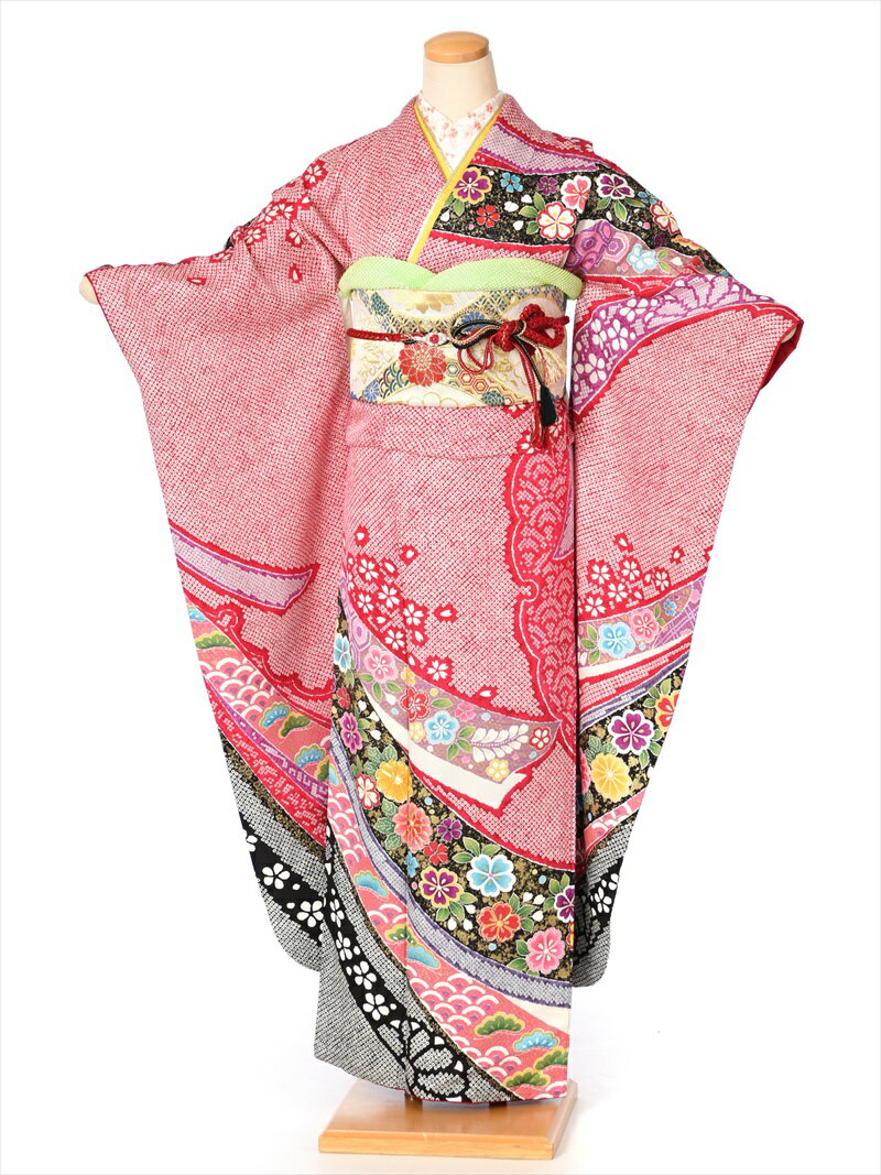 表地・・・正絹 裏地・・・正絹 洋服サイズ・・・13号位まで 身長・・・153cm〜170cm位まで 裄・・・68cm 身丈・・・167cm 袖丈・・・114cm 前幅・・・25cm　後幅・・・31cm 【期間】レンタル期間は最大3泊4日となります。 ご利用日2日前にお届けになります。 ご利用日の翌日までに返却発送して下さい。 【レンタル内容】 着物、長襦袢、袋帯、帯〆、 帯揚げ、重ね衿、腰紐(4本)、伊達締め(2本)、 帯板(大1枚小1枚)、帯枕、コーリンベルト、肌着、三重ひも、衿芯、草履、バッグ （足袋はプレゼントいたします） ※着付けに必要なタオルはご準備ください。 ※振袖以外の帯や小物などはお選び頂いた振袖に合わせて当店スタッフがコーディネートさせていただきます。 よろしければ備考欄に着用目的をお書きください。 コーディネイトの参考にさせていただきます。