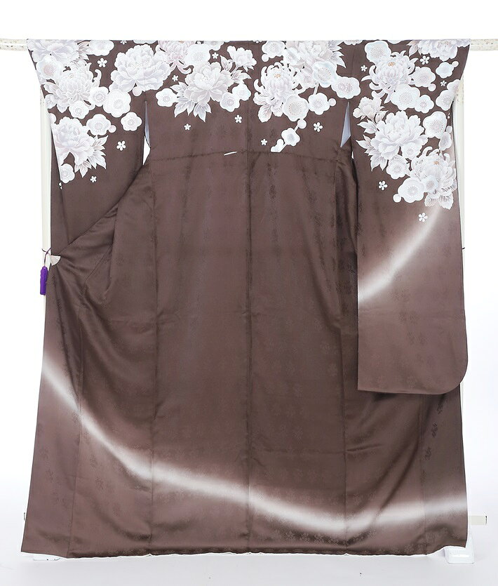 振袖 レンタル フルセット 8SAC-672 成人式 振袖レンタル トールサイズ 1月 ブラウン 菊牡丹 160cm〜175cm位まで 足袋プレゼント 振り袖 レンタル 二十歳のつどい
