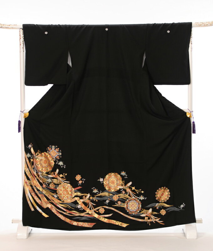 【レンタル】黒留袖レンタルフルセット8AA31 留袖 レンタル 留袖レンタル レンタル留袖 着物レンタル レンタル着物 着物 結婚式 貸衣装 束熨斗 鏡紋 鳳凰 149cm～168cm位まで 足袋プレゼント 往復送料無料