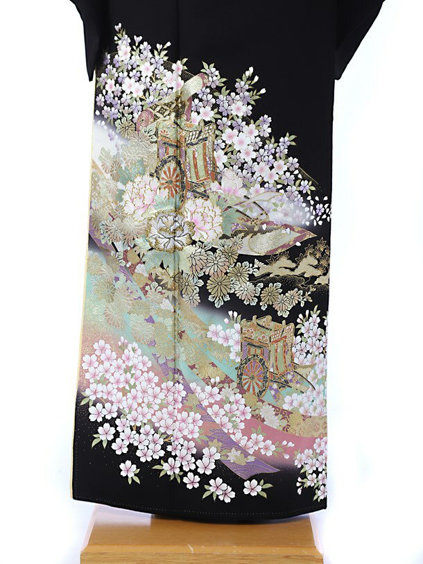 【レンタル】 桂由美 YUMI KATSURA 留袖レンタル 留袖 レンタル 着物レンタル レンタル着物 黒留袖レンタルフルセット 8AA182 結婚式 江戸妻 披露宴 花見山 五ツ紋 母親 145cm～160cm位まで Sサイズ 背の低い方向き 留め袖 レンタル