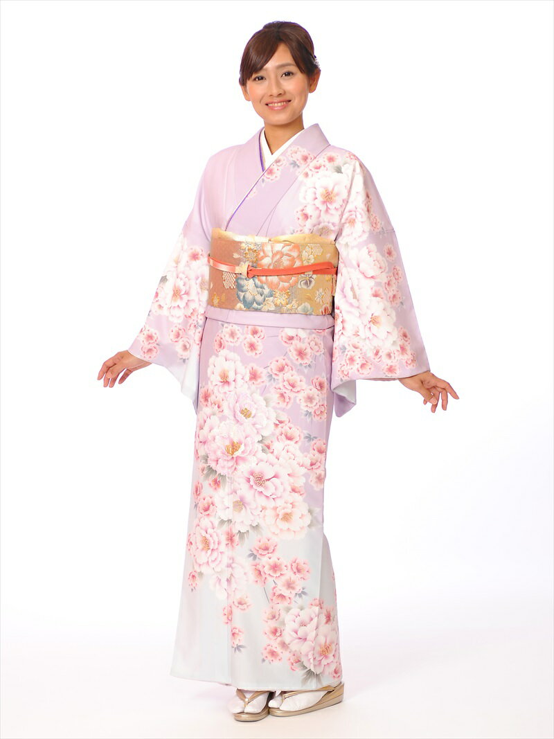 【レンタル】 訪問着 レンタル フルセット 8AD273 レンタル訪問着 着物レンタル レンタル着物 若向き 合繊プレタ 紫 桜 149cm～167cm位まで 足袋プレゼント ほうもんぎ ホウモンギ
