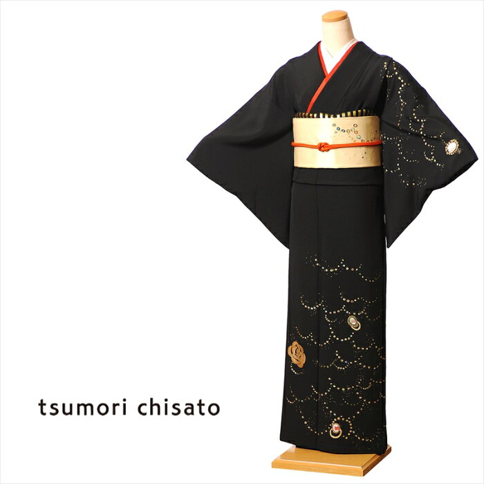 【レンタル】 ツモリチサト tsumori chisato 訪問着 レンタル 着物 正絹 フルセット 8AD264 レンタル訪問着 お呼ばれレンタル 黒 パールバラ 150cm〜170cm位まで 足袋プレゼント