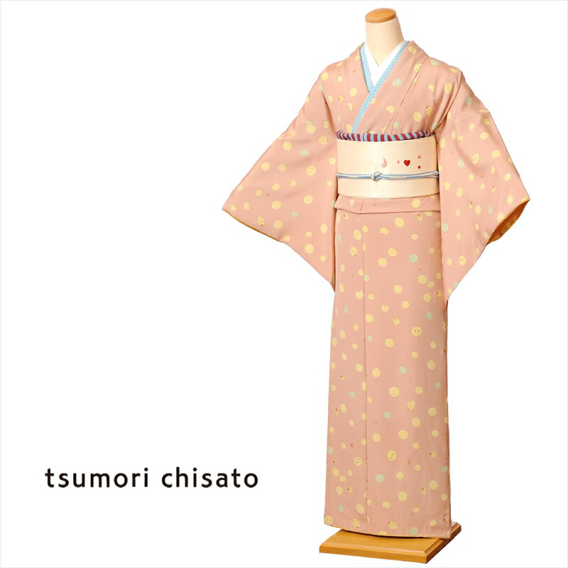 【レンタル】ツモリチサト 小紋レンタルフルセット8CT282 レンタル 小紋 レトロ 着物 ピンク てんとう虫ドット 着物レンタル レンタル着物 149cm〜167cm位まで 足袋プレゼント 往復送料無料