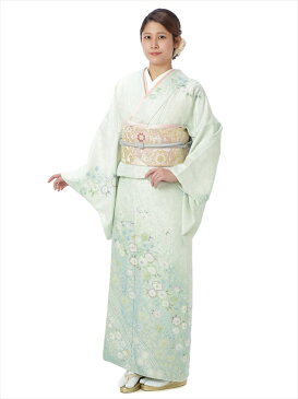 【レンタル】 桂由美 訪問着 レンタル 訪問着レンタルフルセット レンタル訪問着 着物レンタル レンタル着物 正絹 辻ヶ花 金通し ラメ感 グリーン 150cm〜170cm位まで 足袋 肌着プレゼント 8AD358