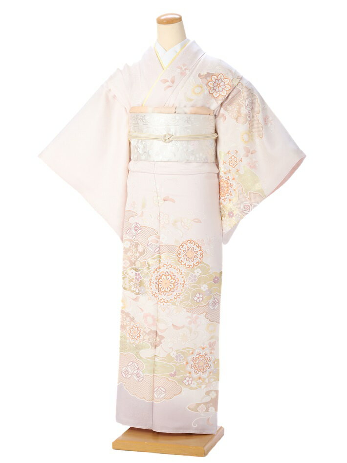 【レンタル】 訪問着 レンタル フルセット レンタル訪問着 着物レンタル 着物セット レンタル着物 ママ着物 きものレンタル 和服 正絹 ピンク系 雲取り 鏡紋 150cm～170cm位まで 足袋プレゼント 8AD458