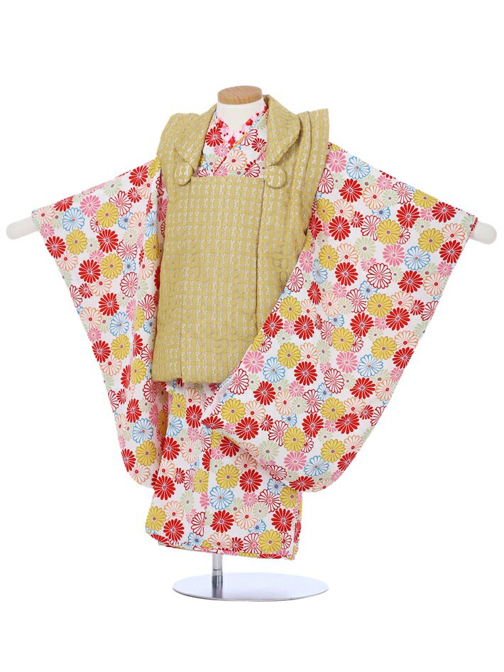 【レンタル】 七五三 着物 3歳 被布 七五三レンタル 女児被布セットAP3258 女の子七五三 レンタル七五三 753レンタル 被布セット 三才 3才 女児 貸衣装 結婚式 菊づくし レトロ からし色被布 三歳女の子 着物レンタル 宅配 往復送料無料