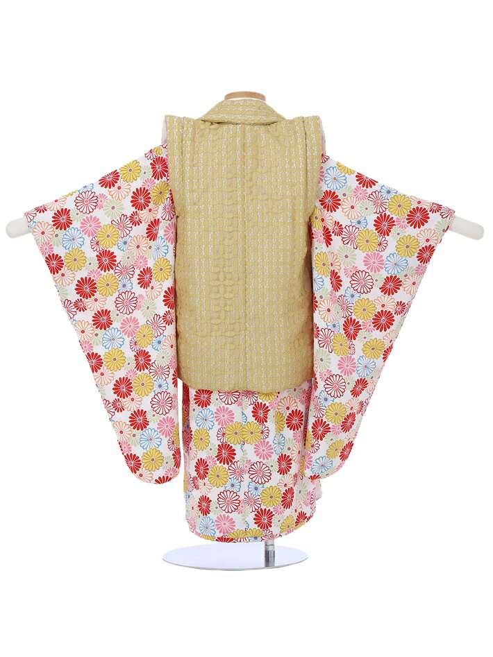 【レンタル】 七五三 着物 3歳 被布 七五三レンタル 女児被布セットAP3258 女の子七五三 レンタル七五三 753レンタル 被布セット 三才 3才 女児 貸衣装 結婚式 菊づくし レトロ からし色被布 三歳女の子 着物レンタル 宅配 往復送料無料