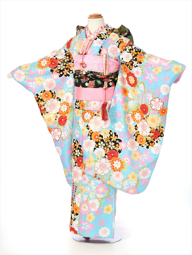 【レンタル】七五三レンタル 七歳女児七五三AP7103 女の子七五三 レンタル七五三 753レンタル 発表会 子供着物 七五三 7歳 七歳 しちごさん 7歳女の子 水色 季節花尽くし 往復送料無料