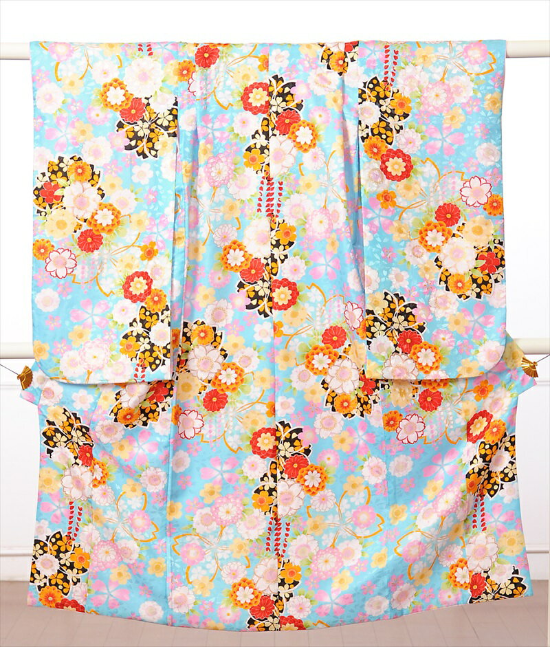 【レンタル】七五三レンタル 七歳女児七五三AP7103 女の子七五三 レンタル七五三 753レンタル 発表会 子供着物 七五三 7歳 七歳 しちごさん 7歳女の子 水色 季節花尽くし 往復送料無料