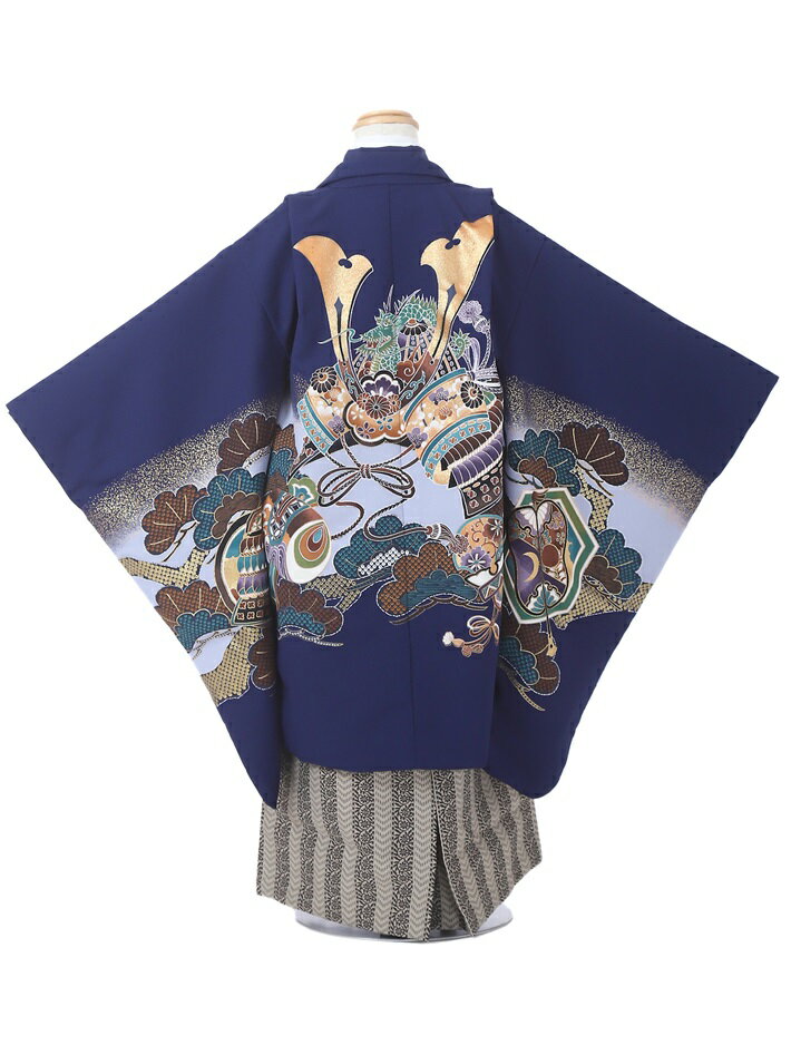 【レンタル】簡単着付け 七五三レンタル 5歳男児七五三AO5112 男の子七五三 レンタル七五三 753レンタル 七五三 5歳 五歳 羽織袴 紺 兜 5歳男の子 5才 男児着物 七五三着物 107cm～120cm 往復送料無料