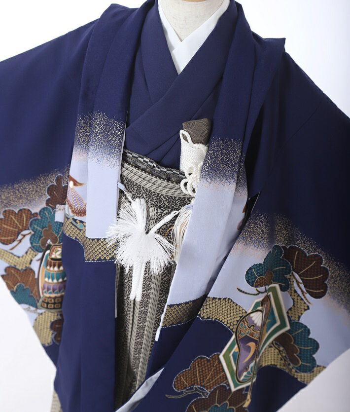 【レンタル】簡単着付け 七五三レンタル 5歳男児七五三AO5112 男の子七五三 レンタル七五三 753レンタル 七五三 5歳 五歳 羽織袴 紺 兜 5歳男の子 5才 男児着物 七五三着物 107cm～120cm 往復送料無料