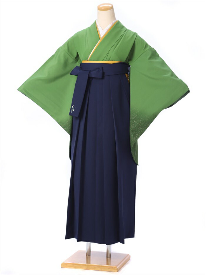 Kimono Set - 【レンタル】 卒業式 袴 レンタル セット(AG92)大人 女 レディース 袴セット 着物レンタル ハカマ はかま rental グリーン 紺袴 2尺袖 着物 フルセット 対応身長158～163cm 足袋プレゼント 往復送料無料