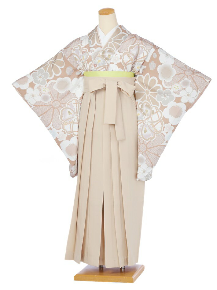 【レンタル】 卒業式 袴 レンタル セット(AG176) 袴レンタル 大人 女 レディース 袴セット 着物レンタル ハカマ はかま モカ ベージュ袴 桜かのこ 2尺袖 二尺袖 着物 フルセット 対応身長158～163cm 足袋プレゼント 往復送料無料