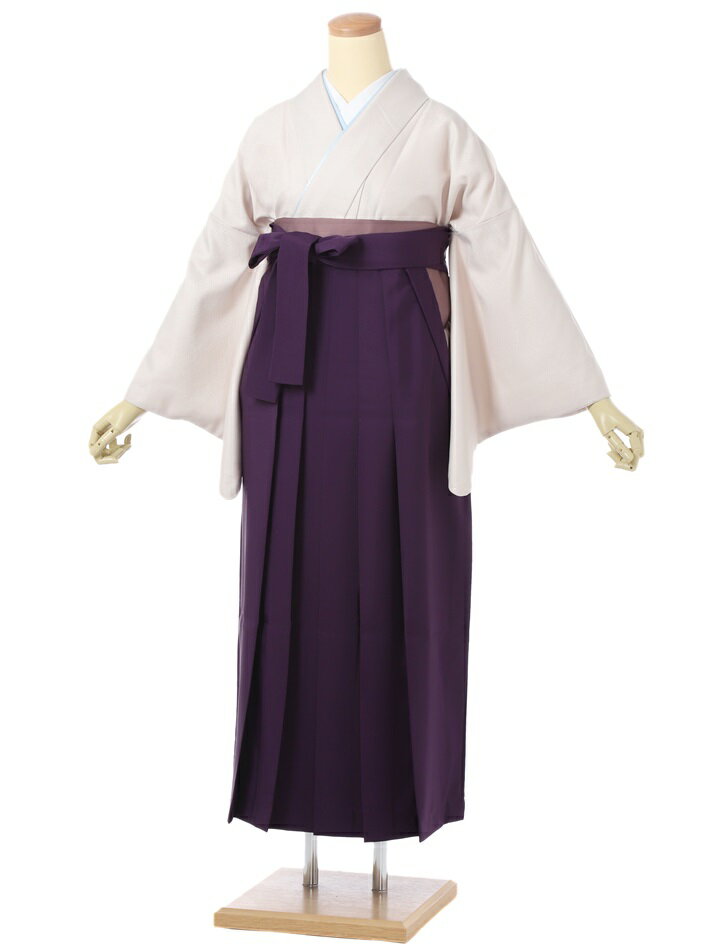【レンタル】卒業式 袴 レンタル フルセット 先生向き(DK223)卒業袴 大人 女 袴レンタル 着物レンタル ハカマ はかま rental アイボリー 紫袴 色無地 着物 フルセット レンタル着物 対応身長153～158cm 足袋プレゼント 往復送料無料