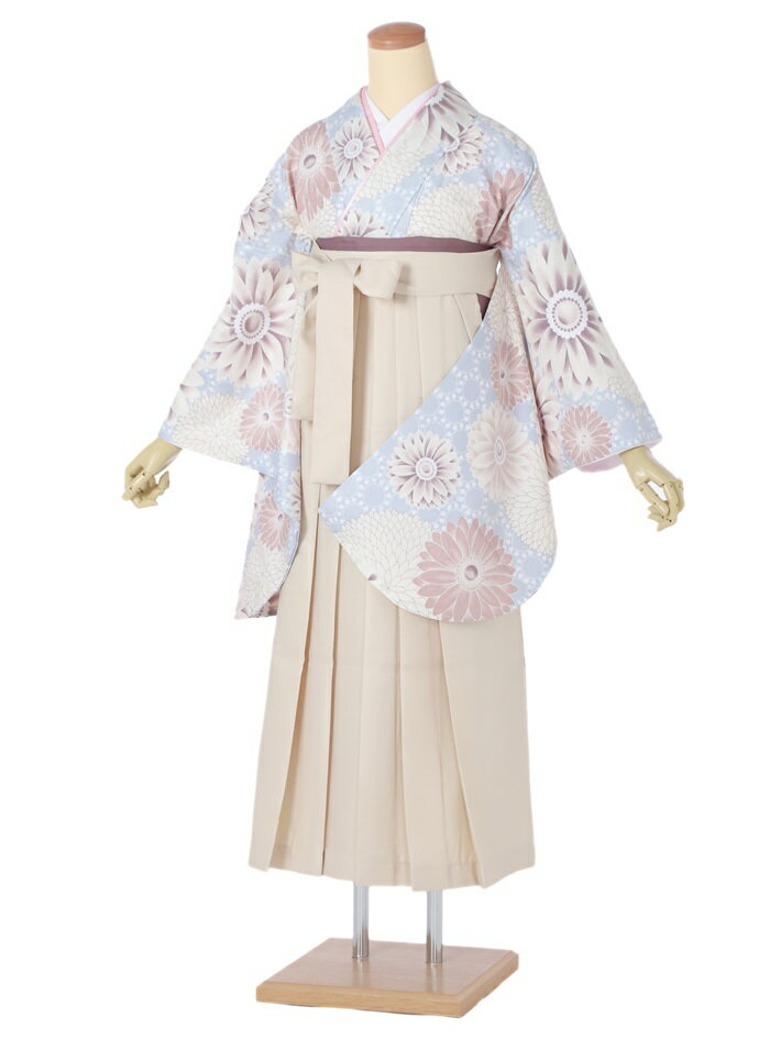 【レンタル】 卒業式 袴 レンタル セット(AG262)大人 女 レディース 袴セット 着物レンタル ハカマ はかま rental 水色大菊 オフホワイト袴 二尺袖 着物 フルセット レンタル 対応身長153~158cm 足袋プレゼント 往復送料無料