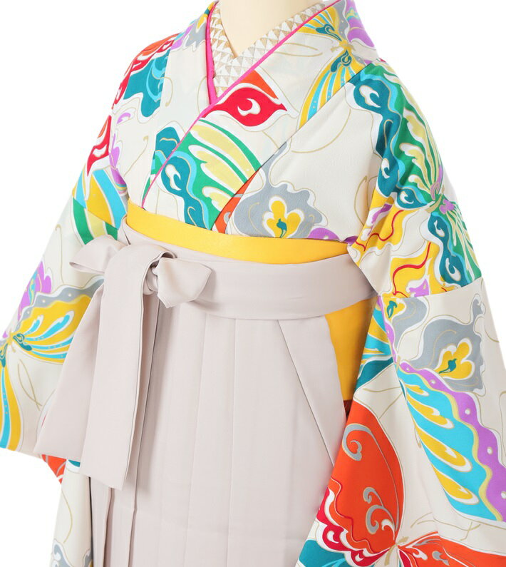 【レンタル】 卒業式 袴レンタル セット きもの道楽(HGB062) 大人 女 レディース 袴セット 着物レンタル ハカマ はかま rental 振袖 蝶 ベージュ袴 ふりそで 着物 袴 フルセット レンタル 対応身長158～163cm 足袋プレゼント 往復送料無料