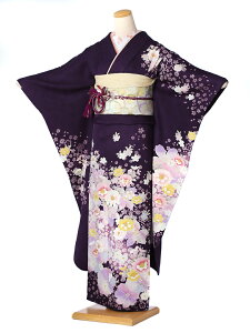 振袖 レンタル フルセット (2月-12月上旬) 8AC155 結納 卒業式 結婚式 貸衣装 振袖レンタル 着物レンタル レンタル着物 紫地 水仙 桜 153cm-165cm位まで 振り袖 レンタル通販