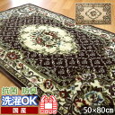 マット 玄関マット 国産 50×80cm 上がり框 室内 洗える 洗濯可 抗菌 防臭 丸洗い キトサン かまち 框 おしゃれ 薄い キッチン リビング モケット 【九州/北海道/沖縄追加送料有】 / メダリオン中 /(3)