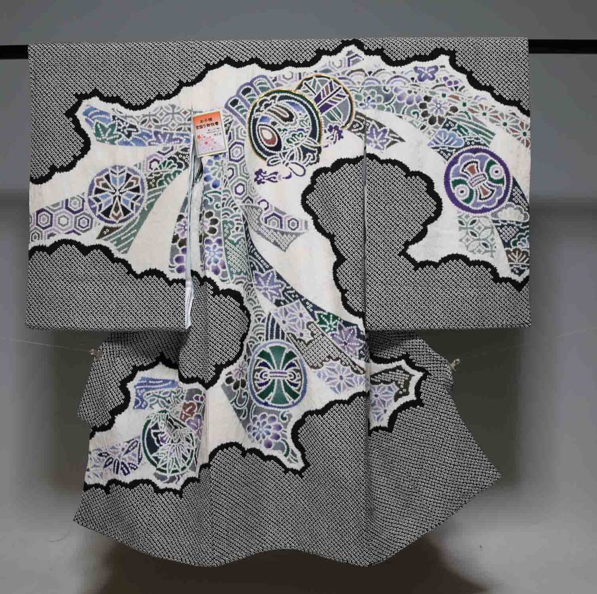 お宮参り祝着物(うぶぎ 掛け着物)男の子 本絞り 訳あり扱い S3067 日本製タグ付き