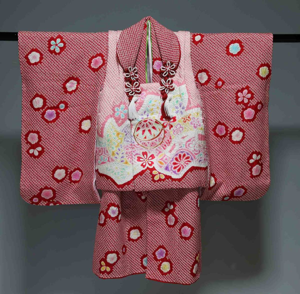 正絹総絞り(本絞り）七五三被布セット三歳用　極上品　日本製