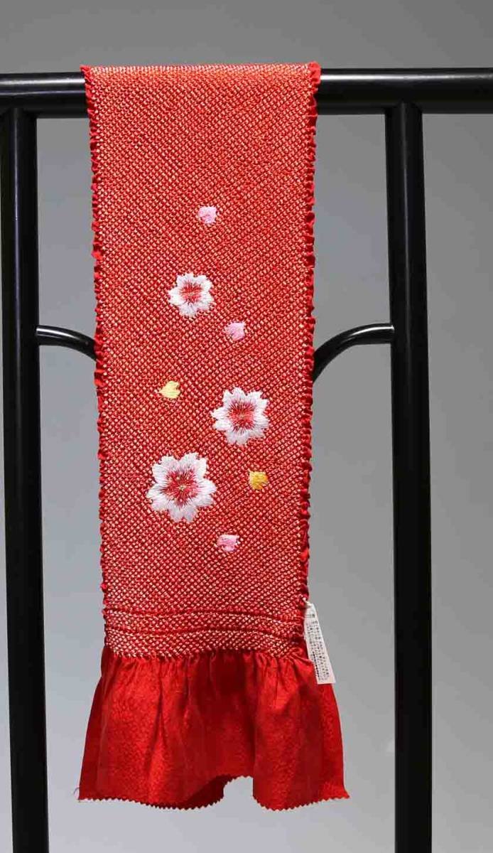 お買い得 七五三子供用正絹総絞り帯揚げ 極上品 T8603 訳あり品 クリックポスト発送 送料無料