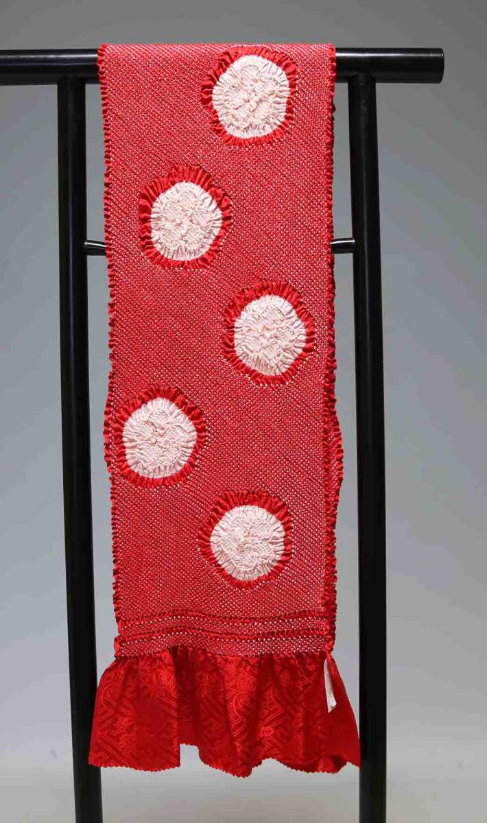 振袖用正絹総絞り帯揚げ 四つ巻き リン出し 5002 クリックポスト発送 送料無料