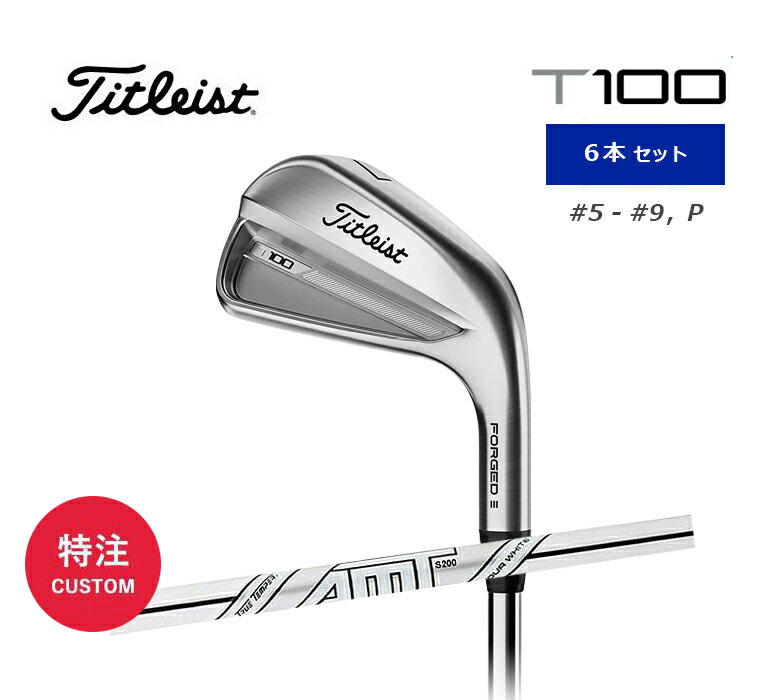 タイトリスト T100 アイアン 6本セット（#5-#9、P）メンズ 右用 Titleist AMT TOUR WHITE エーエムティー スチールシャフト 日本正規品 2023年 特注/カスタム