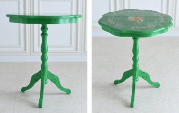アンティークなロココ調おしゃれな輸入家具イタリア製カフェテーブル 丸 緑 グリーン 高さ60cm イタリア製 輸入テーブル イタリア家具テーブル コーヒーテーブル 象嵌テーブル アウトレット ヨーロピアンテーブル クラシック猫足 猫脚テーブル 海外インテリア 【PM】