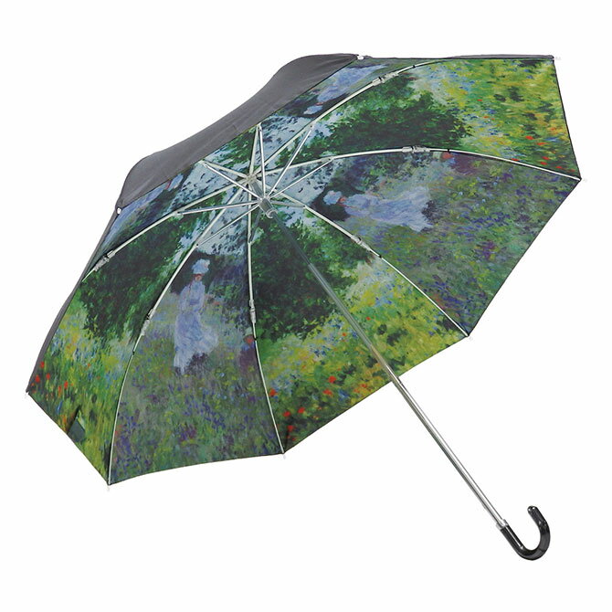 【5%OFFクーポン★4/30まで!】 名画 折りたたみ傘 晴雨兼用 ( モネ 「 散歩 」 ) 雨傘 レディース おしゃれ かわいい