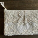 【クーポンで20%OFF★8/3(日)まで】 レース ポーチ レース布 レース生地 12×18cm チュールレース レース刺繍 リボンモチーフ joli ruban ジョリルバン A1 フラットポーチS ヨーロピアン おしゃれ エレガント かわいい アンティーク ロココ