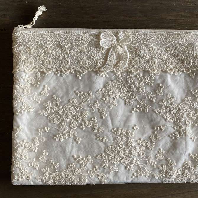 12/4(木)20時から★748円OFF★ レース ポーチ レース布 レース生地 22×30cm チュールレース レース刺繍 ..