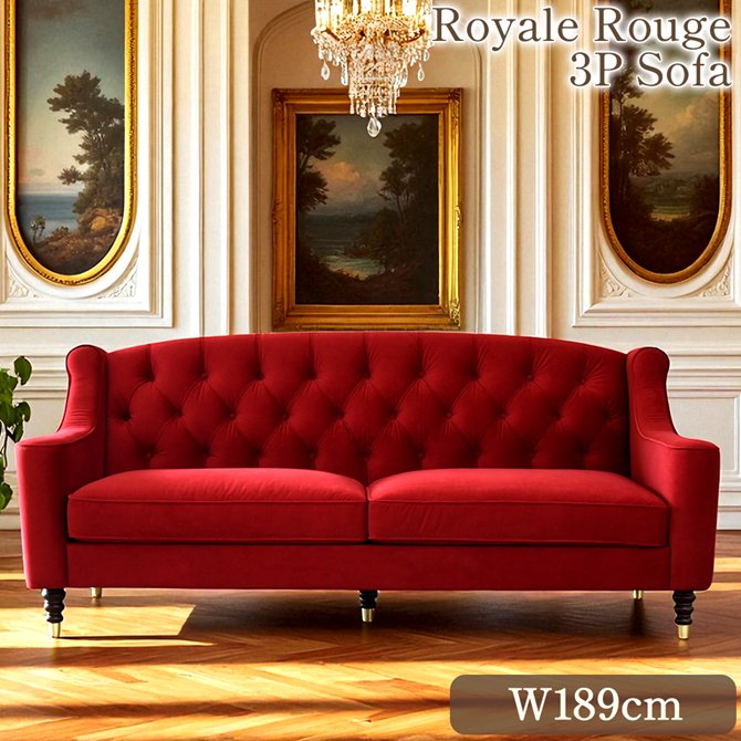 ぐち ★限定値下げ★ アンティーク風ソファ レッド クッション付き ぐち ☆限定値下げ☆ アンティーク風ソファ レッド クッション付き