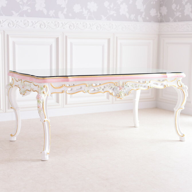 12/4(木)20時から★15,800円OFF★ ロココ 調 センターテーブル 白 リビングテーブル おしゃれ ホワイト 幅120cm 木製 アンティーク 猫脚...