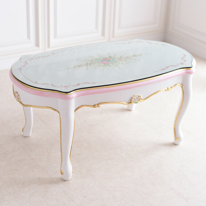 【クーポン配布中★ブラックフライデーSALE】 ロココ 調 センターテーブル 白 リビングテーブル おしゃれ ホワイト 幅100cm 木製 アンティーク 猫脚 ...