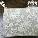 ヨーロピアン Cotton Flower ポーチ 【アンティーク調 クラシック ナチュラル カントリー フレンチ インテリア雑貨 小物 ファブリック レース 花柄 フラワーモチーフ】(4)