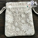5/6まで【P5倍】+【13%OFFクーポン】 ヨーロピアン Cotton Flower サックポーチ 【アンティーク調 クラシック ナチュラル カントリー フレンチ インテリア雑貨 小物 ファブリック レース 花柄 フラワーモチーフ】(4)