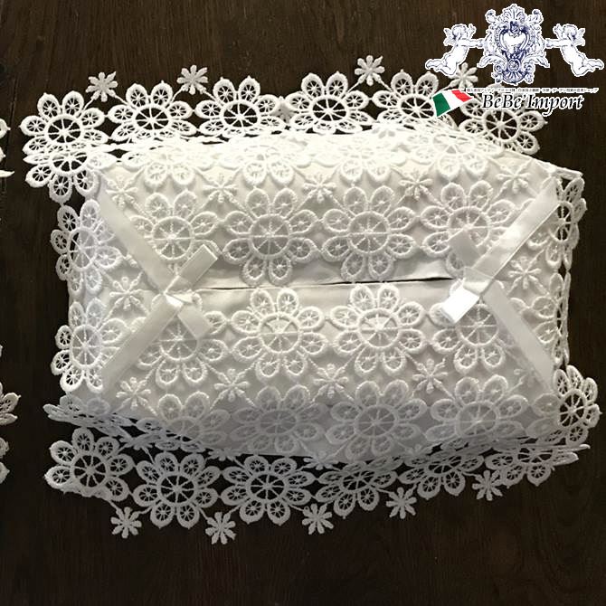 楽天アンティークロココ調輸入家具ベベ6/4 20時～【特別価格】 ALL Lace ティッシュボックスカバー（ホワイト）【アンティーク調 クラシック エレガント フレンチシック インテリア雑貨 レース フラワーモチーフ ヨーロピアン】