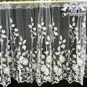 ヨーロピアン Cotton Flower カフェカーテン 120×60 【アンティーク調 クラシック ナチュラル カントリー フレンチ インテリア雑貨 ファブリック レース 花柄 フラワーモチーフ】