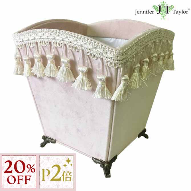 11/16(日)10:00から【20%OFFクーポン＋P2倍】 ダスト ボックス オシャレ ジェニファーテイラー ダストボックス Jennifer Taylor ジェニファーテイラー 脚付ダストBOX Velours-NPK(ベロアニューピンク) ヨーロピアン アンティーク ロココ 姫系