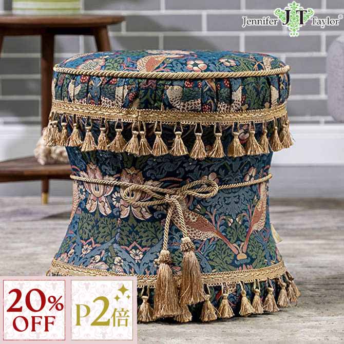 12/3(水)まで【20%OFFクーポン＋P2倍】 スツール おしゃれ 椅子 ジェニファーテイラー 玄関スツール アンティーク Jennifer Taylor ジェニファーテイラー スツール Strawberry Thief(いちご泥棒) イタリアンチェア ロココ調 輸入家具チェア