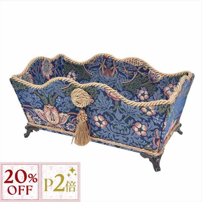 12/3(水)まで【20%OFFクーポン＋P2倍】 脚付小物入れ Strawberry Thief（いちご泥棒）Jennifer Taylor ジェニファーテイラー ロココ調 アンティーク調 ヨーロピアン クラシック インテリア 雑貨 ファブリック デザイン