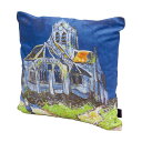 《クーポンで5%OFF★7/20まで》 クッションカバー クッション 綿 名画 クッションカバー ゴッホ 幅45cm オーヴェルの教会 オシャレ クラシカル モ...