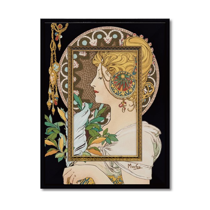 12/4(木)20時から★10%OFF★ 名画 額 絵画 額縁 ビッグアート ミュシャ 「 羽根 」 名画Sシリーズ