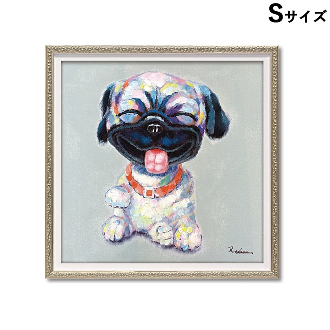 12/4(木)20時から★880円OFF★ 絵画 額 ハンドペイント かわいい おしゃれ 犬 オイル ペイント アート ( Sサイズ ) 「 アッカンベー 」