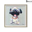 《クーポンで5%OFF★7/20まで》 絵画 額 ハンドペイント かわいい おしゃれ 犬 オイル ペイント アート ( Sサイズ ) 「 アッカンベー 」